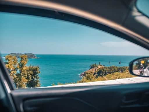 coastal view through vehicle window