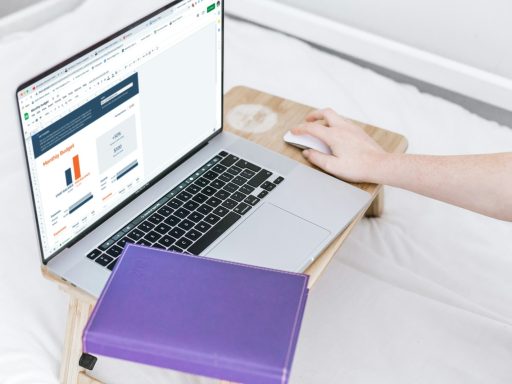 a person using a laptop computer on a bed