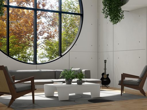 Slimme thermostaat aan de muur in een moderne woonkamer